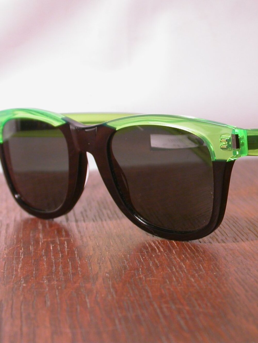 Saint Laurent Bold Jet Black Neon Green Clear Sunglasses Made in Italy